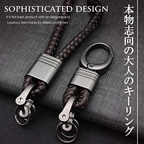 キーホルダー メンズ レザー 編み込み 本革風 かばん 鞄 カラビナ付き キーリング スマートキー バイク 車 鍵 おしゃれ D環 軽量 プレゼント ギフト 通勤 ビジネス 送料無料 163yasui-10018427 ヤスイショップ サンプル画像3