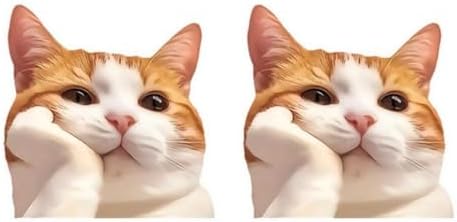 かわいいオレンジ猫の昼寝ステッカー 12x12cm 車用デカール 窓 ノートパソコン 屋内屋外対応 粘着ビニ..