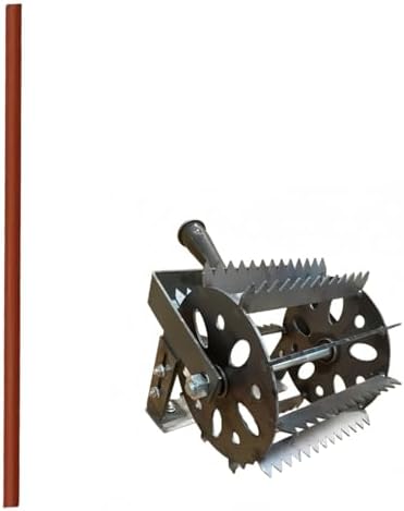 車輪付き草刈りレーキ農具 熊手 除草工具 高マンガン鋼焼入れブレード 肉厚ホイール 10-12列 スチール..