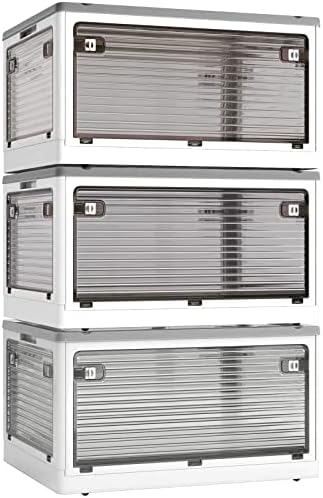 【収納ボックス 折りたたみ】蓋付き 積み重ね 全方向から取り出せる 3個セット 大容量 プラスチック キャスター付き 衣類 布団 小物 収納ケース 防塵 防湿 屋外 家庭兼用