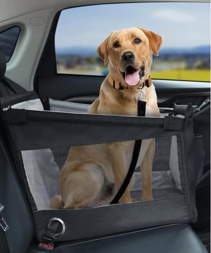 車用ペットシート ドライブボックス 防水パッド 大型犬対応 キャリー機能付き 車内保護 通気性 オック..