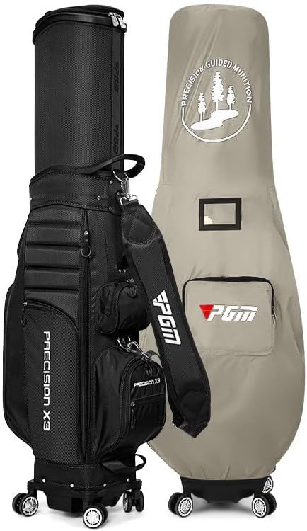 ゴルフキャディバッグ メンズレディース 4輪キャスター付き 軽量 大容量 防水耐摩ナイロン ゴルフケー..