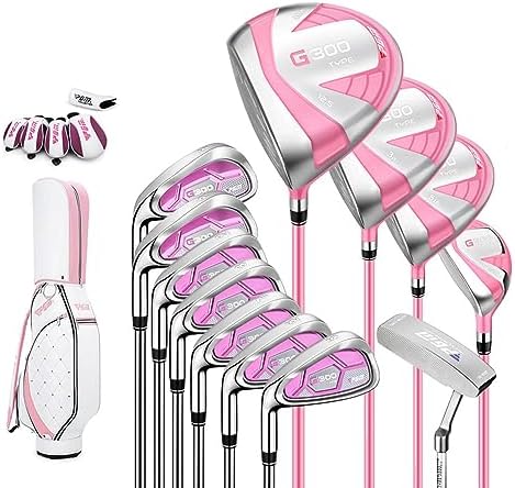 レディース ゴルフ クラブセット 12本組 初心者 左用 ヘッドカバー5個 キャディバッグ付