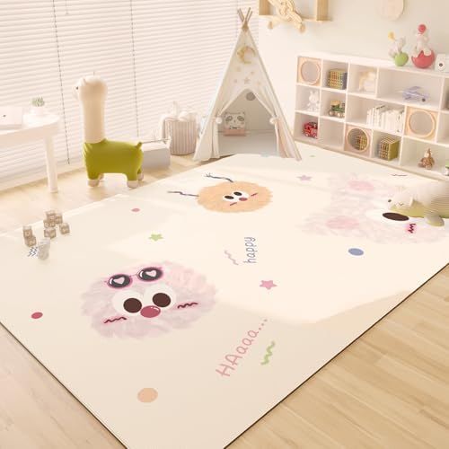 プレイマット 子供部屋マット 夏用 PVC PU革 防水 防汚 拭ける 遮音 転倒防止 キッズプレイエリアラグ ..