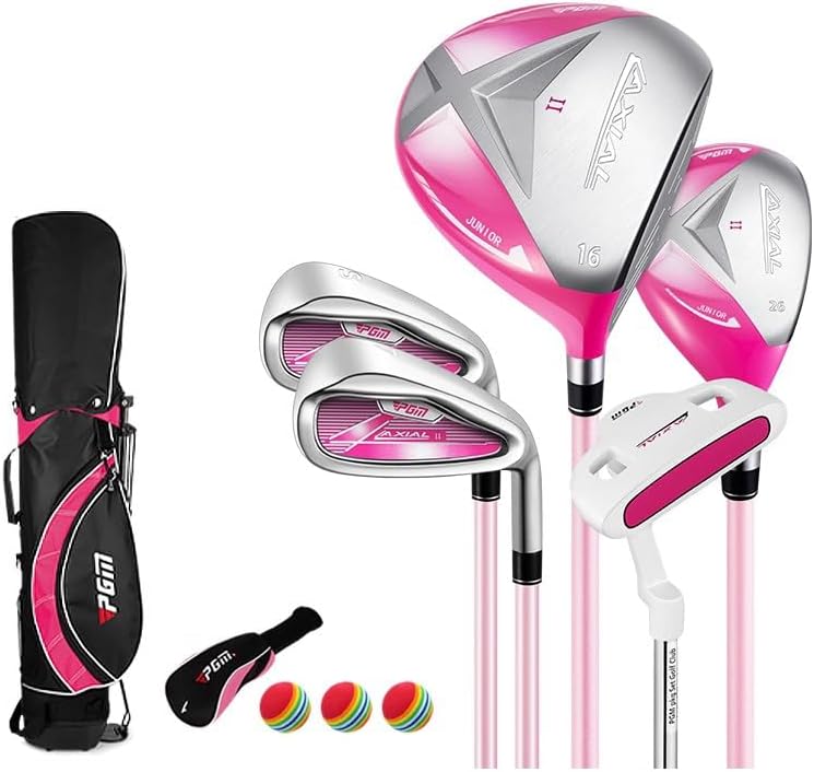 子供 ジュニア ゴルフクラブセット 5本セット キャディバッグ付き 右利き用 初心者 練習ポール 子供用 誕生日