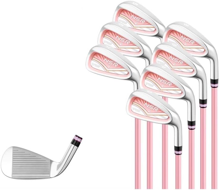 レディース ゴルフ アイアンセット カーボンシャフト 右用 7本 番手:♯5-SW 高弾道 低重心 ディスタンス 向け プレゼント ギフト