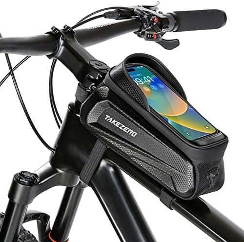 【送料無料】自転車用トップチューブバッグ 防水加工 EVA素材 スマホホルダー付き 反射ロゴで夜間も安..