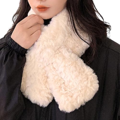 【送料無料】フェイクファー ティペット クロスマフラー レディース マフラー 防寒 おしゃれ ホワイト ..