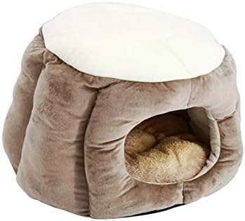 猫ハウス ペット用品 保温防寒 あったか 冬用 洗える ドーム型 ブラウン 小型犬 もこもこ M おしゃれ ..