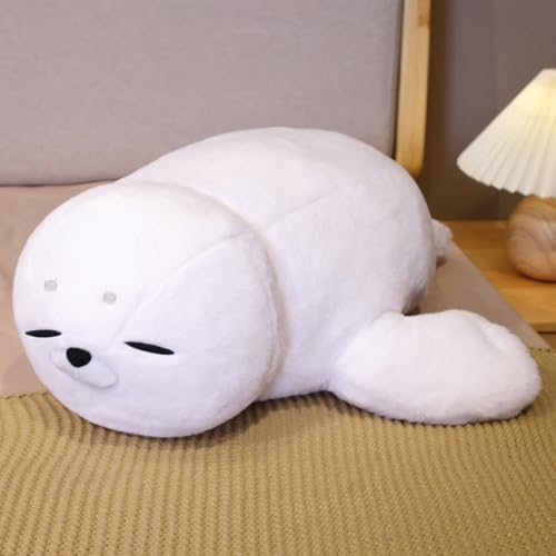布偶 - アザラシぬいぐるみ 抱き枕 リアル クリスマス 贈り物 50cm 白色 大きい インテリア プレゼント おしゃれ シンプル