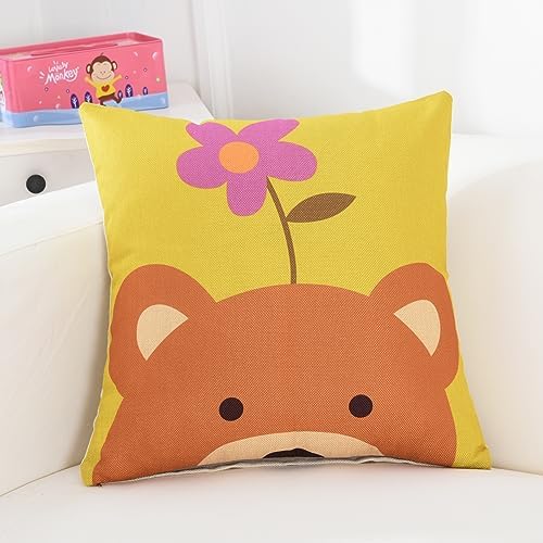 クッションカバー 45x45cm 4枚セット リネン インテリア 家庭装飾 北欧 動物柄 おしゃれ シンプル かわいい 四季通用 違い柄 ファスナー 軽量 洗える [3]