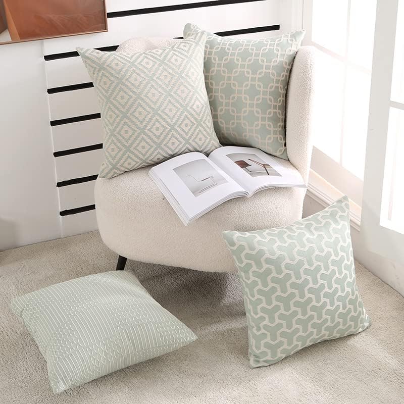 クッションカバー 45x45cm 北欧 2枚セット おしゃれ 可愛い 幾何学 綿とポリエステル 両面柄 モダン シンプル ファスナー インテリア 家庭装飾 車 部屋飾り 四季通用 ソファー用クッション