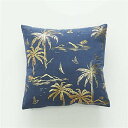 北欧風クッションカバー 45x45cm 2枚セット おしゃれ シープボア メタリックプリント 植物柄 木の葉 アンティーク ナチュラル インテリア 家庭装飾 車...