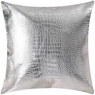 クッションカバー 北欧風 45x45cm 1枚 クロコダイル柄 PUレザー 革 フェイクレザー 軽量 撥水性 高品質 リビング ベッドルーム インテリア アクセント 送料無料
