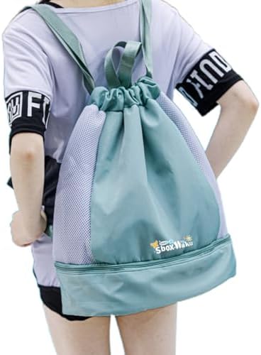 プールバッグ ビーチバッグ 子供用 大容量 乾湿分離 ネームタグ付き 撥水加工 防水ポケット サンダル収..