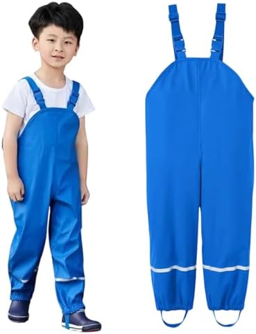 キッズお砂場着 PU防水オーバーオール 春夏用レインウェア サロペット ロングパンツ ズボン レインパン..