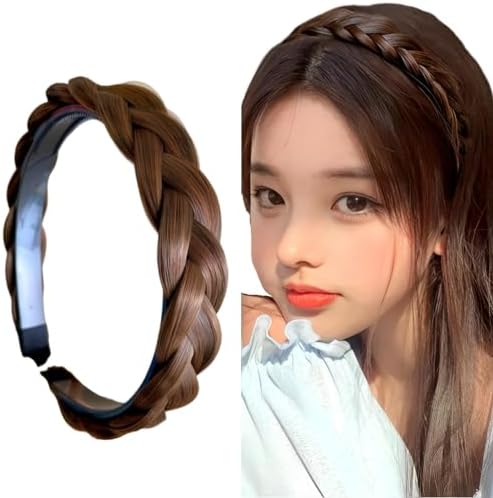 カチューシャ 三つ編み ヘアバンド ヘアアクセサリー かわいい 自然 ナチュラル ライトブラウン