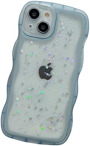 乐天商城 - 【送料無料】大人かわいいキラキラケース iPhone17 Pro 対応 クリア透明 ラメ入り 星 デコレーション おしゃれ ブルー