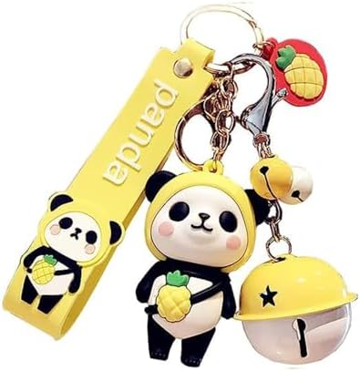 かわいいパンダキーホルダー PVC素材 キャラクター付き 軽量 コンパクト プレゼント用 オフィス デスク..
