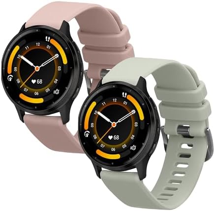 2x交換バンド Garmin Venu 3対応 シリコンバンド 耐久性 アンティークピンク/パステルグリーン ランニングウォッチ用