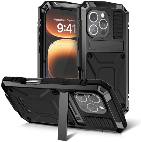 乐天商城 - iPhone 16e 対応 耐衝撃三防 アルミケース スタンド機能 強化ガラス内蔵 金属合金 360度保護 防水 防塵 オールシーズン対応 通勤・アウトドア・プレゼントに最適