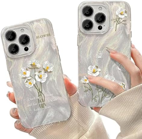 iPhone 15専用 キラキラ花柄 TPUケース 薄型衝撃吸収 レンズ保護 スレ傷防止 可愛い女子力アップ