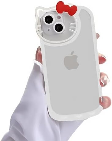 iPhone15Plus 用ケース 韓国トレンド カットアウト猫耳 透明 TPU 薄型 シンプル オールインクルーシブ ..