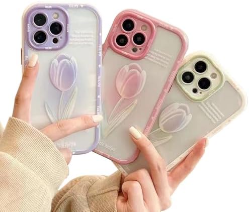 iPhone 16 Pro専用 カラフル花柄 TPUケース 薄型衝撃吸収 落下防止 ガーリー レディース用 キャンパス..