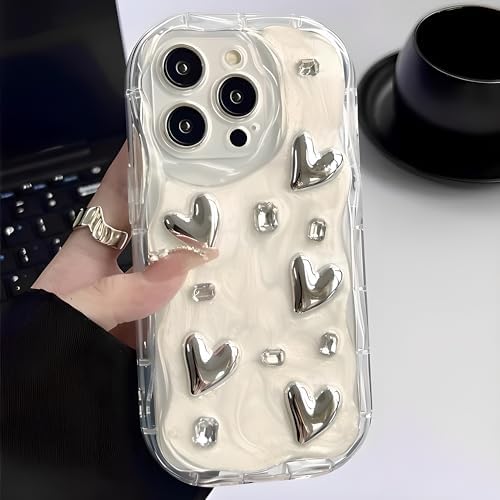 iPhone16用 クリアケース リボン パール キラキラ 立体 ミラ付き 韓国風 かわいい おしゃれ シンプル T..