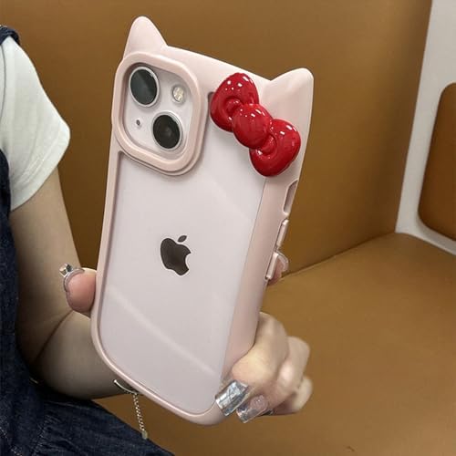 iPhone15用 ケース 猫耳リボン クリア TPU ソフト シンプル かわいい 人気スマホケース 透明 韓国風 推..