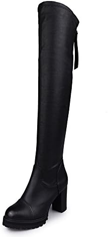 【送料無料】レディース ロングブーツ ニーハイブーツ コスプレ靴 ストレッチブーツ 美脚 秋冬 黒 ブラック 高ヒール 脚やせ シューズ 長靴