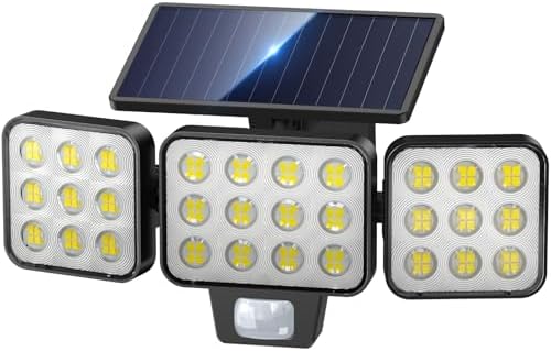 ソーラーライト 屋外 防水 センサーライト 30枚の凸レンズ内蔵 120LED 3面発光 3000ルーメン IP65防水 135°角度調整可能 3つ知能モード 2000mAh大容量バッテリー 超高輝度 防犯 自動点灯