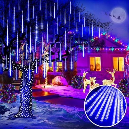 【2025最新】ソーラーイルミネーション ライト 屋外 クリスマス 飾り 30cm 8チューブ LED ストリングライト IP65防水 夜間自動点灯 流れ星 ガーデンライト オールシーズン 送料無料