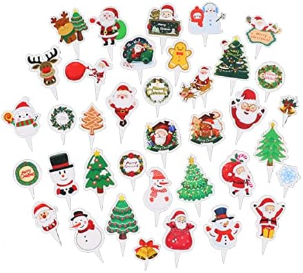 クリスマスケーキデコレーション 74本セット 紙製 カップケーキトッパー かわいい パーティグッズ 鹿 ツリー サンタクロース