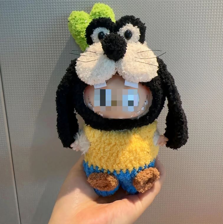 Labubu服 ラブブ服 ラブブぬいぐるみ 対応ラブーのぬいぐるみ ラブブ 服手作り デニムオーバーオール＆帽子セット手工製作 アクセサリー かわいい ドール服 Labubu 服のサムネイル