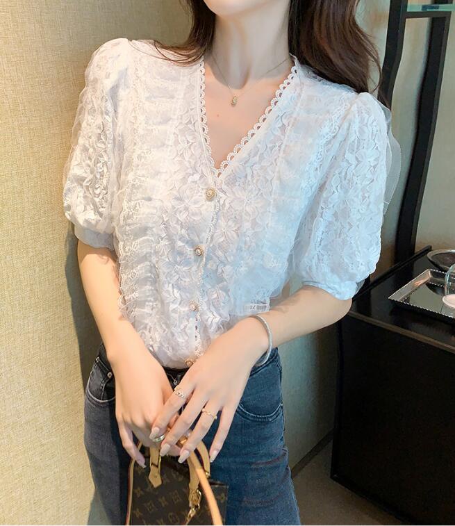 シャツ 半袖 シフォンシャツ レースシャツ 立ち襟 レース tシャツ プラウス チュニック シフォン トップス コミューター タンタトップ D01860 インナー セクシー 花柄 オフィスレディ お嬢様 二次会 激安 花柄 面接 二次会 結婚式 韓国ファッション