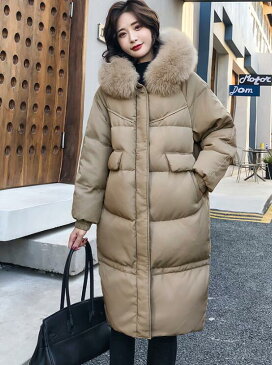 コート ダウンコート ウールコート ロングコート 防寒　ウールのコート アウター　ラクーンファー　大きいサイズ　軽量　ダッフルコート　レディースコート 毛皮 ウール ダウン フォーマル　エレガント フード付き　暖かい 長袖　開襟　Z208 韓国ファッション