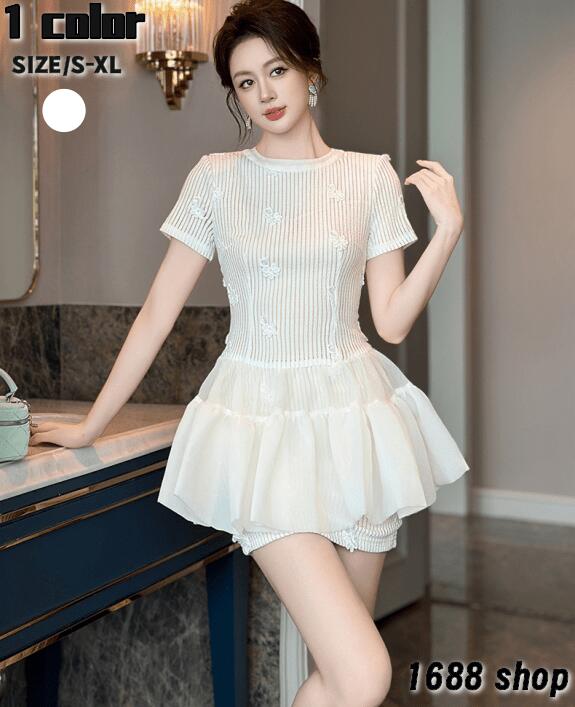 2025 ワンピース Aライン ミニ ニットワンピース　花柄　タイトワンピース インポート ひざ丈 ミドル丈 エレガント　韓国ファッション シンプル Vネック パーティドレス 袖あり　お嬢様 セクシー ミニワンピース OL 上品 オフィスレディー D06458 二次会 結婚式　新作のサムネイル