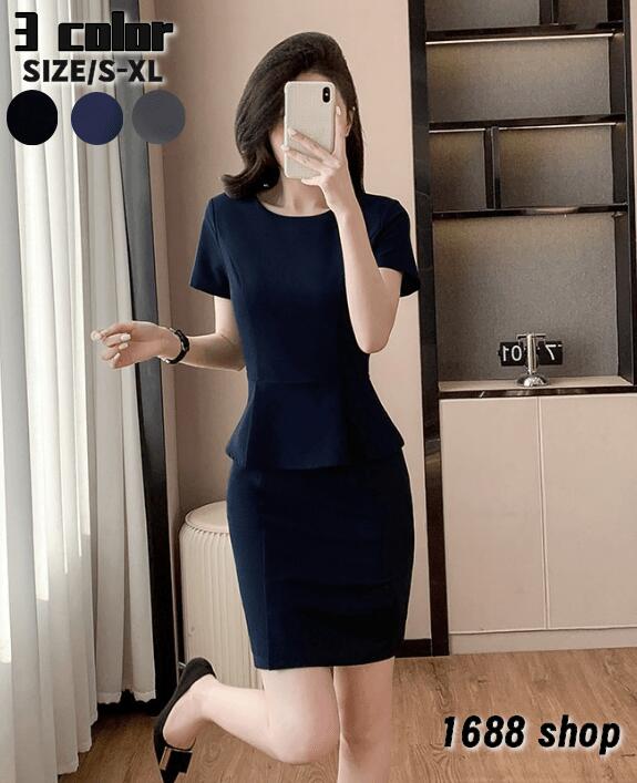 Tight-fitting dress, suit dress, work dress, princess style dress, peplum dress, short-sleeved midi dress, simple, party dress, black, imported, women's office dress, Korean fashion, ladylike, sexy, mini dress, office lady, elegant, D08396, after-party, wedding