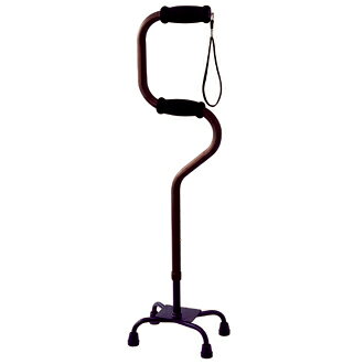 【送料込】 安心ステッキ4点杖 EA4-101・77.5〜93.0cm　7ポジション・ブラウン