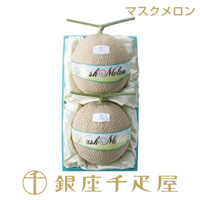 銀座千疋屋　マスクメロン (化粧箱) 2個入（各約1.3kg〜）No.29［送料無料］［ポイント2倍］～ ホワイトデー メロン ギフト 贈り物 フルーツ スイーツ プレゼント お菓子 内祝い 誕生日 ...