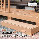 レビュー特典あり★☆ ウッドデッキステップ3点セット 人工木 庭 ガーデン エクステリア 縁側 DIY ステップ