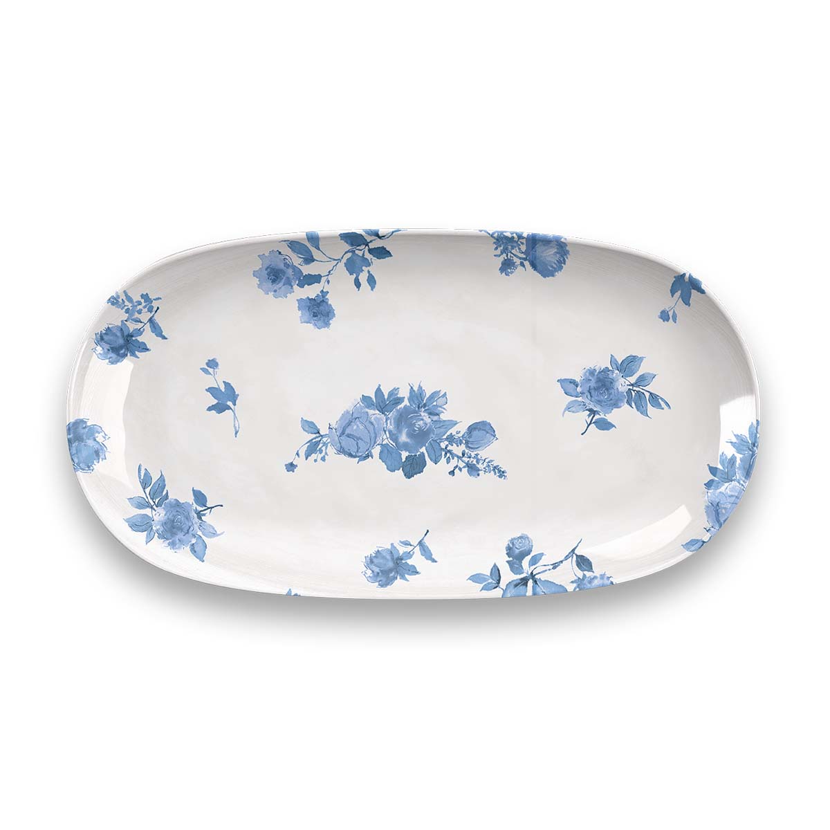 アボードホームウェア コテージブルーフローラル 大皿 33cm おしゃれなデザイン食器 30cm以上の大きい皿 割れにくいプラスチック 食洗機対応 BPAフリー メラミン(3.0)
