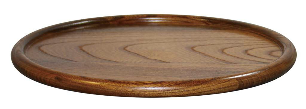 Wooden - けやき ラウンドトレー(オイルカラー)130010 33cm 業務用 3308410