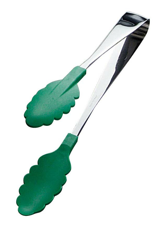 抗菌耐熱カラートング 中 グリーン 25cm 業務用 3430100