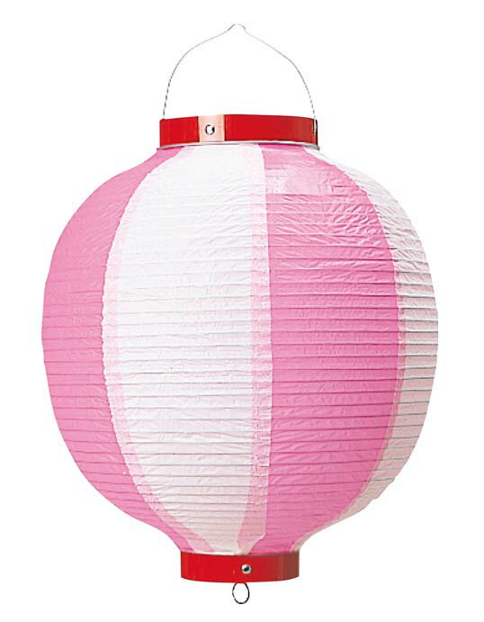 Other - 丸 ビニール提灯 9号 ピンク/白 業務用 3749800