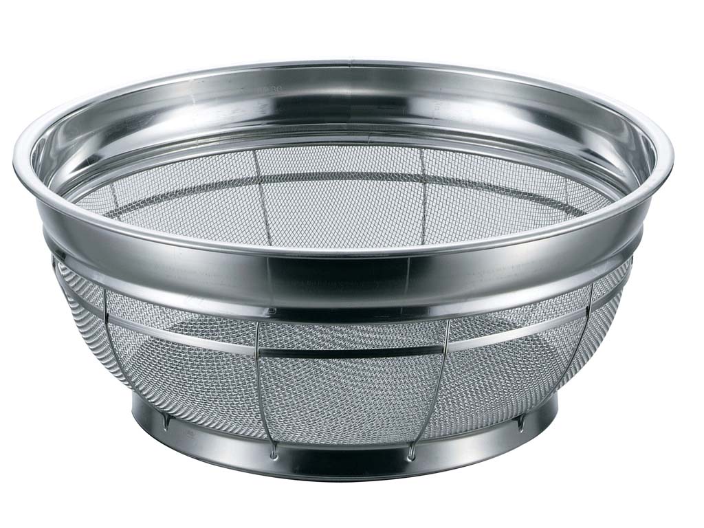 【在庫限り】 BK 18-8 カラーバー付 F型ザル 普通目 30cm 14メッシュ グリーン 業務用 0426310