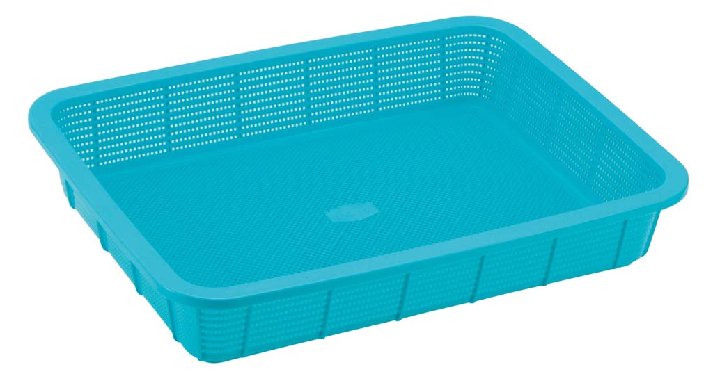 セキスイ 角かご 浅型 K5412B2 大 ブルー PP 業務用 7760220