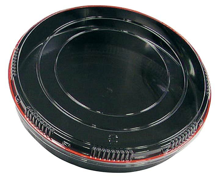 市松 プラ容器 黒赤フチ 45(5枚入)蓋 業務用 8174100