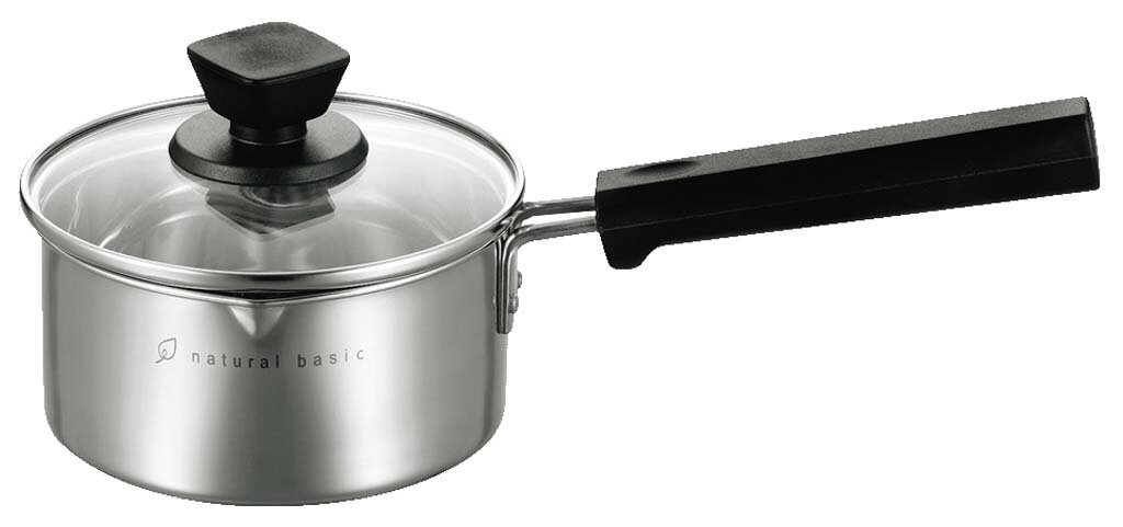 Sauce Pans - 18-8 ナチュラルベーシック ミニ片手鍋(両口付)14cm NBP-14 業務用 1537990